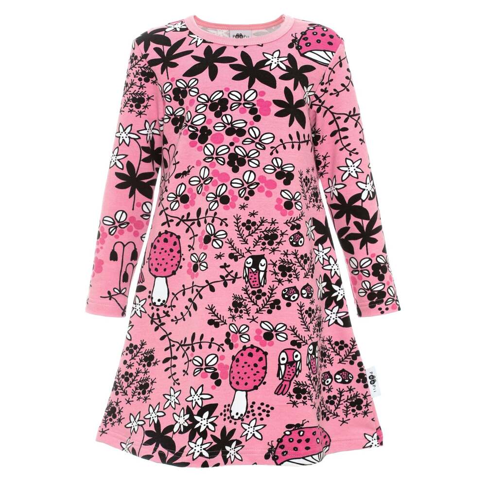 PaaPii Organic Cotton Sweatshirt Dress, Pink Woodland | Size 1Y